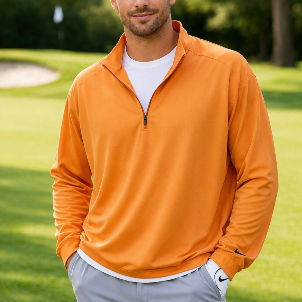 Nike Golf Quarter Zip Pullover Orange Size Men's Medium